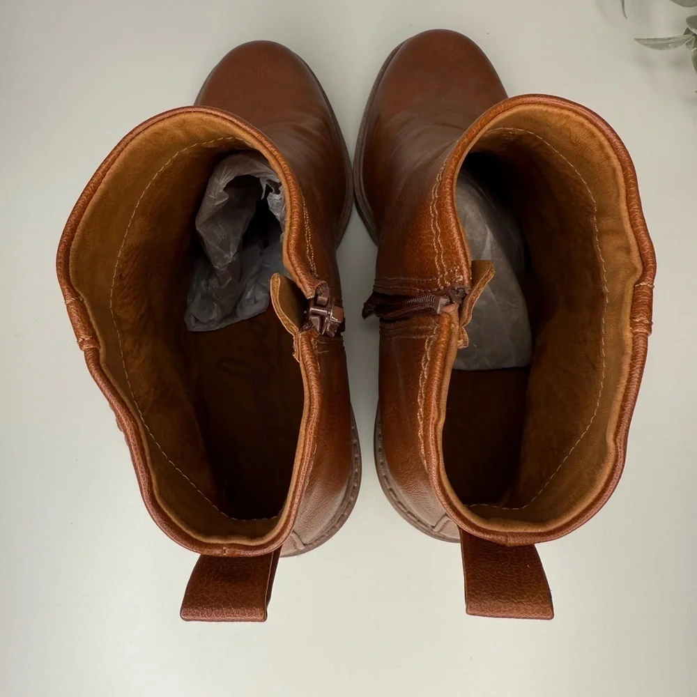 Zodiac Greyson Block Heel Womens Ankle Boots Size 10M in Brown/Cognac Streetwear